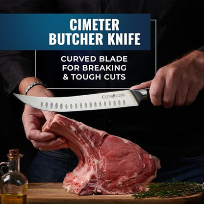 Cutluxe Butcher Knife Set, Brisket, Breaking, Boning & Fillet for Meat | BBQ Carving Blades, Ultra Sharp German Steel, Full Tang Ergonomic Handles – Grilling Gift for Men - size: 4 Pcs Brisket Knife Set