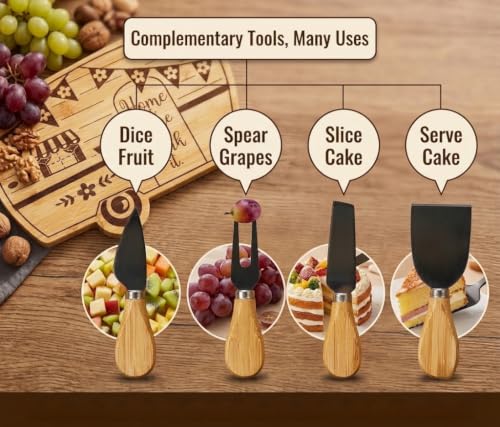 Foldable RV Charcuterie Board Set - Bamboo Cutting Board & Serving Tray | House Warming Gifts New Home, Happy Camper Decor - Birthday, Wedding, Bridal Shower Gifts for Women & Couples
