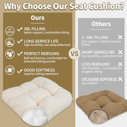 BUYUE Chair Cushion Set for Rocking Chair, Back Pillow & Seat Cushion with Ties, Original Woven Fabric Non-Slip Chair Pads for Elderly Sitting, Beige - color: Beige