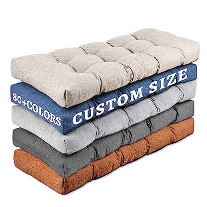 ROFIELTY Custom Bench Cushions | Waterproof Window Seat Cushion Indoor,Non-Slip Tufted for Patio Furniture/Swing Seat/ Piano Bench