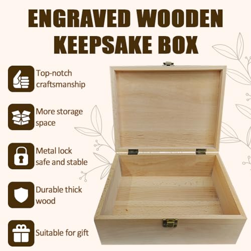 arricraft 1 Pc Wood Memory Keepsake Box, Wildflower Butterfly Bee Memory Box with Hinged Lids Floral Keepsake Chest for Anniversary Birthday Picture Letter Storage 9.6x7.6x4 inch(24.5x19.5x10.3cm)