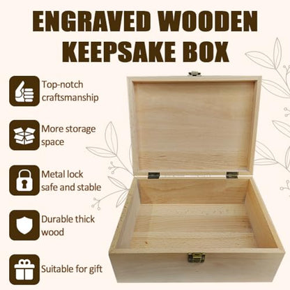 arricraft 1 Pc Wood Memory Keepsake Box, Wildflower Butterfly Bee Memory Box with Hinged Lids Floral Keepsake Chest for Anniversary Birthday Picture Letter Storage 9.6x7.6x4 inch(24.5x19.5x10.3cm)