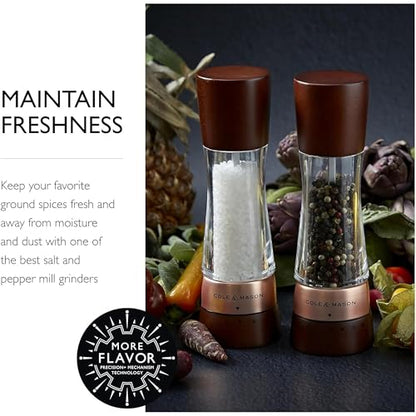 Cole & Mason Derwent Salt & Pepper Mill Gift Set - Salt & Pepper Shaker & Grinder with Adjustable Coarseness - Gourmet Precision Mill Set - Stainless Steel & Acrylic Grinders - Rose Gold - color: Rose Gold