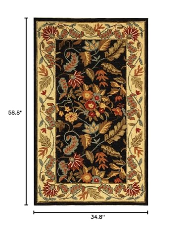 SAFAVIEH Chelsea Collection Accent Rug - 2'9" x 4'9", Black, Hand-Hooked French Country Wool, Ideal for High Traffic Areas in Entryway, Living Room, Bedroom (HK141B) - color: Black, size: 2'9" x 4'9" (Rectangular)