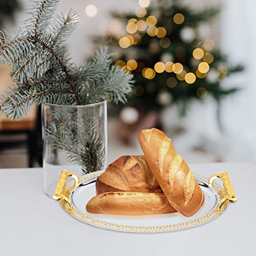 SHERCHPRY Household Fruits Tray European Style Serving Tray Food-Grade Stainless Steel Coffee Table for Fruit Snacks Cakes Barbecue 12.79 X 9.44 X 1.37 in 1 Pack
