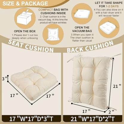 BUYUE Chair Cushion Set for Rocking Chair, Back Pillow & Seat Cushion with Ties, Original Woven Fabric Non-Slip Chair Pads for Elderly Sitting, Beige - color: Beige