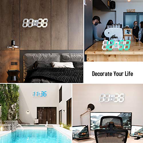 EDUP HOME® 15" Larger 3D LED Wall Clock with Remote Control, 7-Color RGB | Digital Alarm Clock with Adjustable Brightness, 12/24-Hour Time, Date & Temperature Display for Home & Office - color: Rgb Led Wall Clock 15“