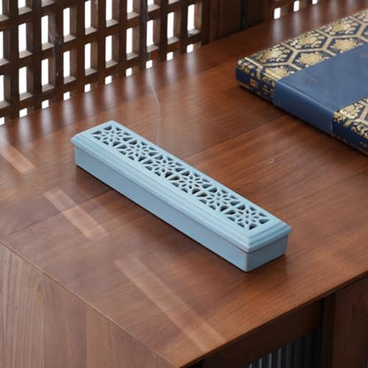 CEREMONY Incense Holder for Sticks, Ceramic Insence-Stick Holder Ash Catcher, Incense Holder Timkburner for Meditation Yoga Spa Room Incense Holder (Mesh-Blue) - color: Mesh-blue