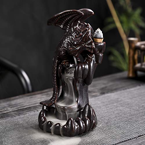 Dragon Backflow Incense Burner, Waterfall Incense Holder Ornamen Statue Fountain Home Decor