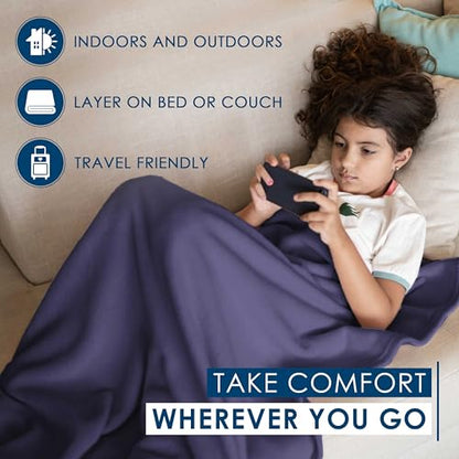 Twin Size Fleece Bed Blanket | Comfy Supersoft Fleece Blanket – All-Season Light Weight Throw Blanket | Luxuriously Soft | Throw Blanket for Couch and Sofa | Machine Wash | Navy - color: Navy, size: Twin