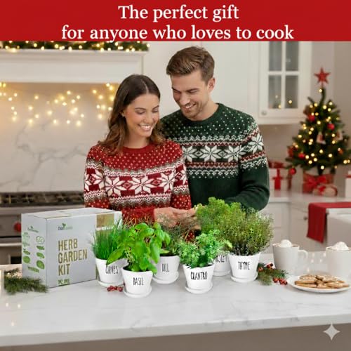 Herb Garden Starter Kit - 8 USA Culinary Herbs | Includes 8 culinary herbs, pots and soil for windowsill, kitchen or patio growing - color: 8 Herb