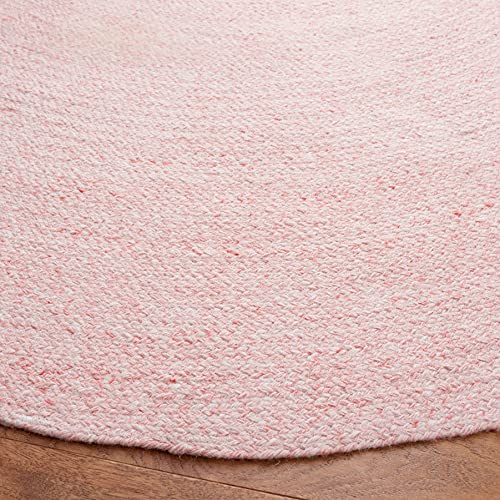 SAFAVIEH Cape Cod Collection Area Rug - 5' Round, Pink, Handmade Braided, Ideal for High Traffic Areas in Living Room, Bedroom (CAP224U) - color: Pink, size: 5' (Round)