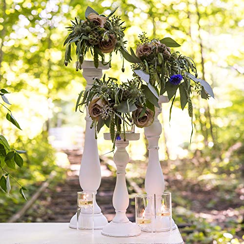 Shabby Chic Spindle Candle Holder Set White