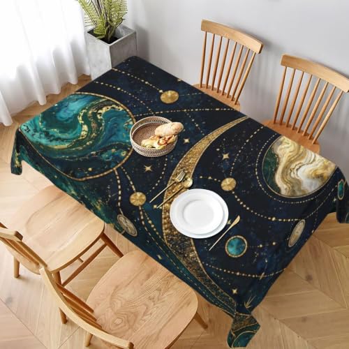 Worltoldb Moon and Sun Tablecloth - Waterproof Boho Cloth for Kitchen Dining - Washable Tarot Cover for Parties, Wedding, Picnic - color: White2