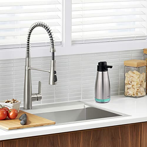 AIKE 15oz Liquid Soap Dispenser for Dish and Hand Soap Stainless Finish | Easy Push Durable Pump, No-Slip Base with Clear Liquid Window, Easy Refill Wide Opening, for Kitchen Sink and Bathroom - color: Brushed