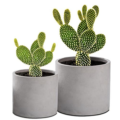Ekirlin Planters for Indoor Plants, 3.5/4 Inch Plant Pots with Drainage Holes, Removable Rubber Stopper, Non-Slip Soft Pad - Grey Cement Concrete Planter for Most Indoor Outdoor Plants and Flowers - size: 3.5 + 4 inch set