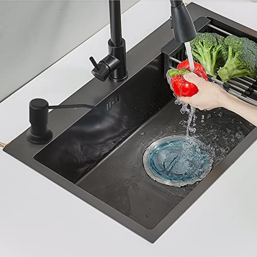 Soap Dispenser for Kitchen Sink and Extension Tube Kit, Stainless Steel Countertop SoapDispenser with 47 Inches Tube Connects Directly to Soap Bottle, Hand and Dish Soap Dispenser Pump （Black） - color: Black