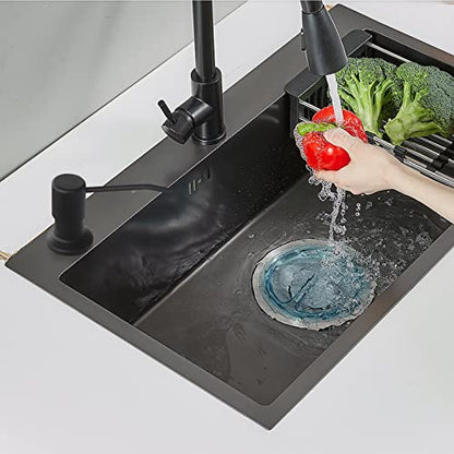 Soap Dispenser for Kitchen Sink and Extension Tube Kit, Stainless Steel Countertop SoapDispenser with 47 Inches Tube Connects Directly to Soap Bottle, Hand and Dish Soap Dispenser Pump （Black） - color: Black