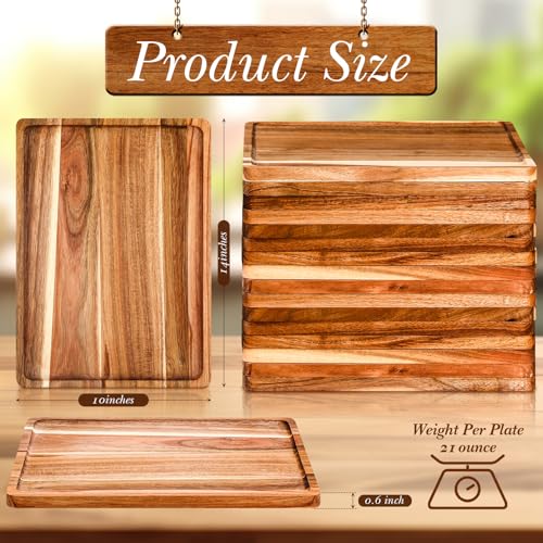 Roshtia 12 Pcs Acacia Wood Serving Tray Dinner Plates,10'' X 14'' X 0.6'' | Rectangular Wooden Platter Food Tray Cheese Charcuterie Board Bulk for Fruit Vegetable Appetizer Christmas Party Supplies - size: 10'' X 14'' X 0.6''