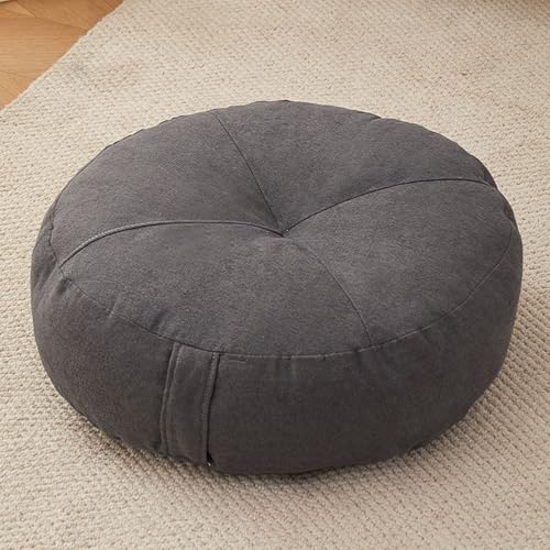 Square Tufted Floor Pillow 8" Extra Thick Floor Pillow Cushion for Adults, Meditation Cushion Pillows, Large Floors Sitting for Tatami Living Room Or Yoga(Black,50 * 50 * 15 Round) - color: Black, size: 50*50*15 Round