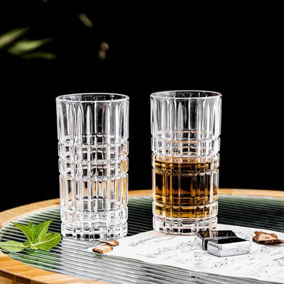 Highball Glasses Set of 6, Tall Beverage Glasses Collins for Water, Juice, Cocktails, Beer, Soda, Wine (14 OZ) - style: Style D