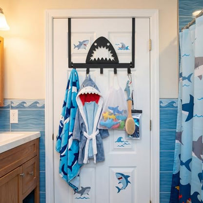 Reallnaive Shark Over The Door Hooks Bathroom Decoration Hanger Wall Mount Art Funny Rack Holder for Towel, Hat, Coat, Cloth, Keychain, Bag, Christmas Gift - style: Shark