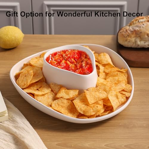 Chip and Dip Serving Set Bowl Cowboy Hat Chips and Salsa Serving Dish.10.6 x 11.6 x 3.5 in White - color: Pure white