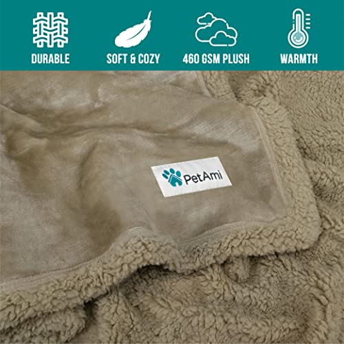 PetAmi Dog Blanket Small Medium Pet Cat Puppy Kitten, 40x29, Solid Taupe | 460 GSM, Soft Sherpa Fleece Throw, Reversible Plush Couch Cover Protector Crate Carrier Sofa Bed Car Seat, Machine Washable - color: Taupe/Taupe Sherpa, size: Medium - 29 X 40 Inch