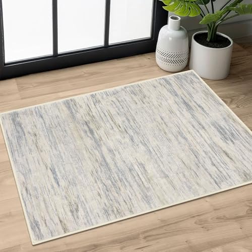 SIILOOM 2x3 Small Washable Area Rug Entryway Door Mat Indoor Kitchen Runner | Gray/Beige/Neutral Soft Modern Abstract Non Slip Carpet for Entryway Kictchen Front Backdoor Hallway Bedside Bedroom - color: Gray/Beige/Neutral/Multi, size: 2' x 3' (Rectangula