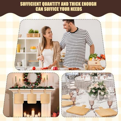 Lounsweer 6 Pcs Wood Cutting Boards with Handle, 16" for Chopping | Thick Natural Wood Laser Engraving Material, Charcuterie Serving Display, Wedding Housewarming Gift, Durable - size: 16 x 10 inches