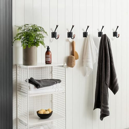 Wall Hooks,5 Pack Coat Hooks Hardware Towel Hooks for Hanging Coats Double Oil Rubbed Bronze Robe Hooks Wall Mounted with Screws for Key, Towel, Bags, Cup. - color: Oil Rubbed Bronze