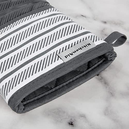 KitchenAid Albany Oven Mitt 2-Pack Set, Charcoal Grey, 7"x13" - color: Charcoal Grey