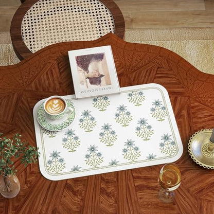 Vinyl Waterproof Placemats Set of 6 Rectangular,12"*17"-Mosella B | Wipeable Beautiful Print Place Mats,Stain Resistant,Heat Resistant,Everyday Meals,Kitchen,Dinning,Holiday,Decor - color: Mosella B