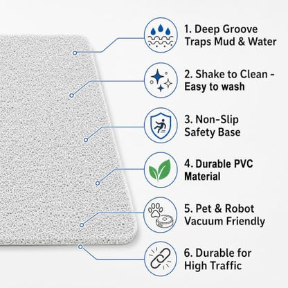 Non-Slip PVC Loofah Bath Mat, 17.7"x27.5"Inch Quick Dry Shower Mat, Soft White Bathroom Mat with Efficient Drainage, Machine Washable for Tub & Wet Areas - color: White, size: 27.5" x 17.7" (Rectangular)