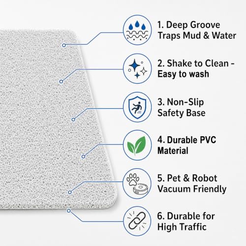 Non-Slip PVC Loofah Bath Mat, 19.6"x47"Inch Quick Dry Shower Mat, Soft White Bathroom Mat with Efficient Drainage, Machine Washable for Tub & Wet Areas - color: White, size: 47" x 19.6" (Rectangular)