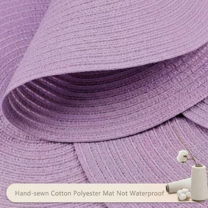 FunWheat Round Braided Placemats Set of 8 Place mats for Dining Tables Woven Heat Resistant Table Mats 15 inch (Light Purple,8pcs) - color: Light Purple, size: 8pcs