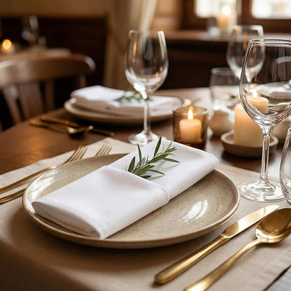 Urban Villa Hemstitch Cloth Dinner Napkins Cotton 20”x20” (Set of 6)-White - color: 002 White - Hemstitch, size: 20" x 20" (Set of 6)