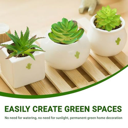 Fake Succulent Plants, 6pcs Mini Green Succulent Plants Faux, Artificial Succulents Plants for DIY Crafting Home Floral Wall Office Decoration (excluding pots)