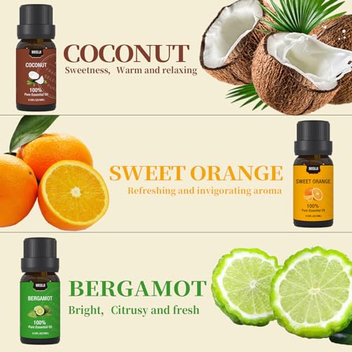 Fruity Essential Oils for Diffuser for Home,Diffuser Oils for Candle Making, Laundry,Humidifier,Aromatherapy Oils Scents,6 * 10ML - color: Black