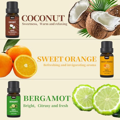 Fruity Essential Oils for Diffuser for Home,Diffuser Oils for Candle Making, Laundry,Humidifier,Aromatherapy Oils Scents,6 * 10ML - color: Black