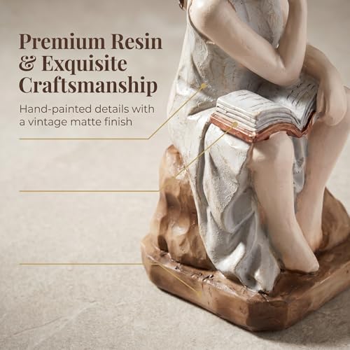 Abstract Reading Woman Bookshelf Decor Resin Statues for Home Decor Desk Statue Modern Sculpture Figurines for Shelves Book Lover Figure Aesthetic Room Art Small Ornaments