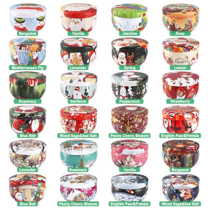 24 Packs Christmas Scented Candles Gift- Aromatherapy Candle-2.5oz Soy Wax-Long Lasting Burn time, Advent,Christmas Thanksgiving Gifts, Home Decor. - color: Red