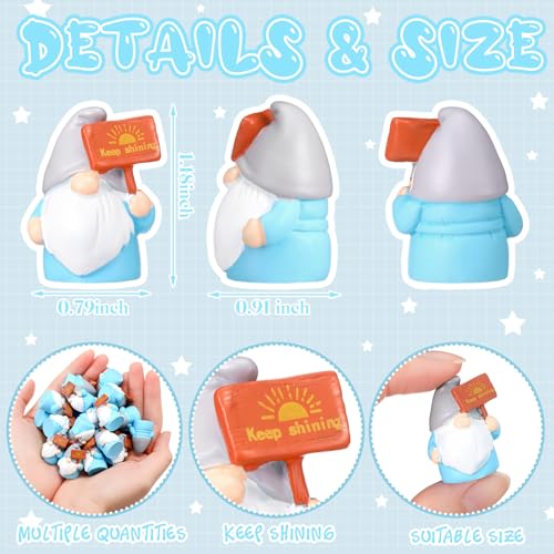 24 Pcs Mini Resin Gnomes Figurines Miniature Tiny Fairy Gnomes Figurines Inspirational Appreciation Gnome Statues with Motivational Word for Office Desk Table Employee Family Supplies(Keep Shining) - color: Classic, style: Keep Shining