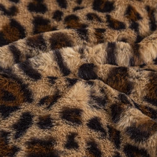 Leopard Print Faux Fur Throw Pillow Covers, 12x20 Inch, Set of 2, Soft Plush Animal Print Decorative Lumbar Cushion Cases for Sofa Bed Chair | Safari-Inspired Decor in Warm Terracotta Brown - size: 20" x 12" (Pack of 2)