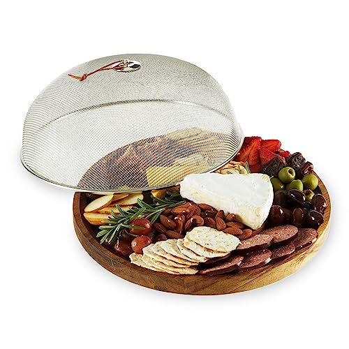 Twine Modern Manor Slate & Acacia Wooden Charcuterie Board With Dome Cover, Outdoor Entertaining Cheese Board, Snack Platter, 3-Piece Set - style: Modern Manor Slate
