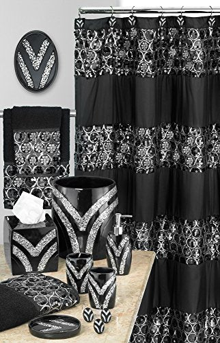 Zahari Home Sinatra Soap Dispenser/Lotion Pump Unique Design Bling Glass Mosaic Décor, Black - color: Black