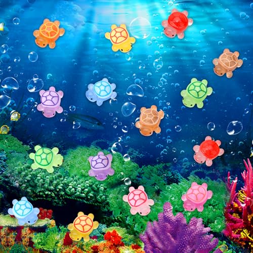 100 Pcs Mini Resin Turtles Glow in the Dark Tiny Sea Turtle Animals Figures | Luminous Miniature Figurines Small Plastic Ocean Animal for Fairy Garden Micro Landscaping Dollhouse Home Decor Party Gifts