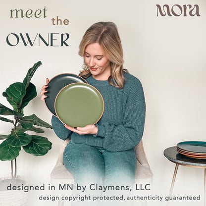Mora Ceramic Artisan Matte Dinner Plates Set of 6, 10 inch Dish Set - Microwave, Oven, and Dishwasher Safe, Scratch Resistant, Modern Rustic Dinnerware- Kitchen Porcelain Serving Dishes - color: Artisan Matte