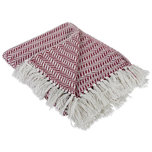 DII Modern Farmhouse Cotton Herringbone Blanket Throw with Fringe for Chair, Couch, Picnic, Camping, Beach, & Everyday Use, 50 x 60 - Barn Red - color: Barn Red