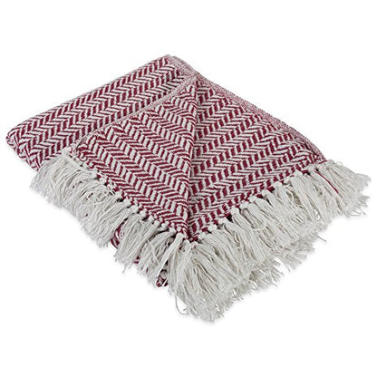 DII Modern Farmhouse Cotton Herringbone Blanket Throw with Fringe for Chair, Couch, Picnic, Camping, Beach, & Everyday Use, 50 x 60 - Barn Red - color: Barn Red